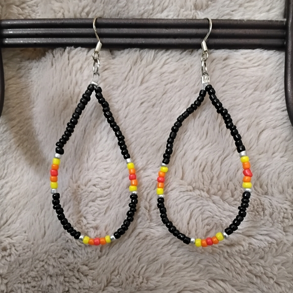 Handmade Jewelry - NEW PRICE! Sterling Silver! Single Strand Seed Bead Multicolor Earrings